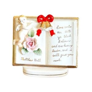 Vintage porcelain book with 3D angel made in Japan